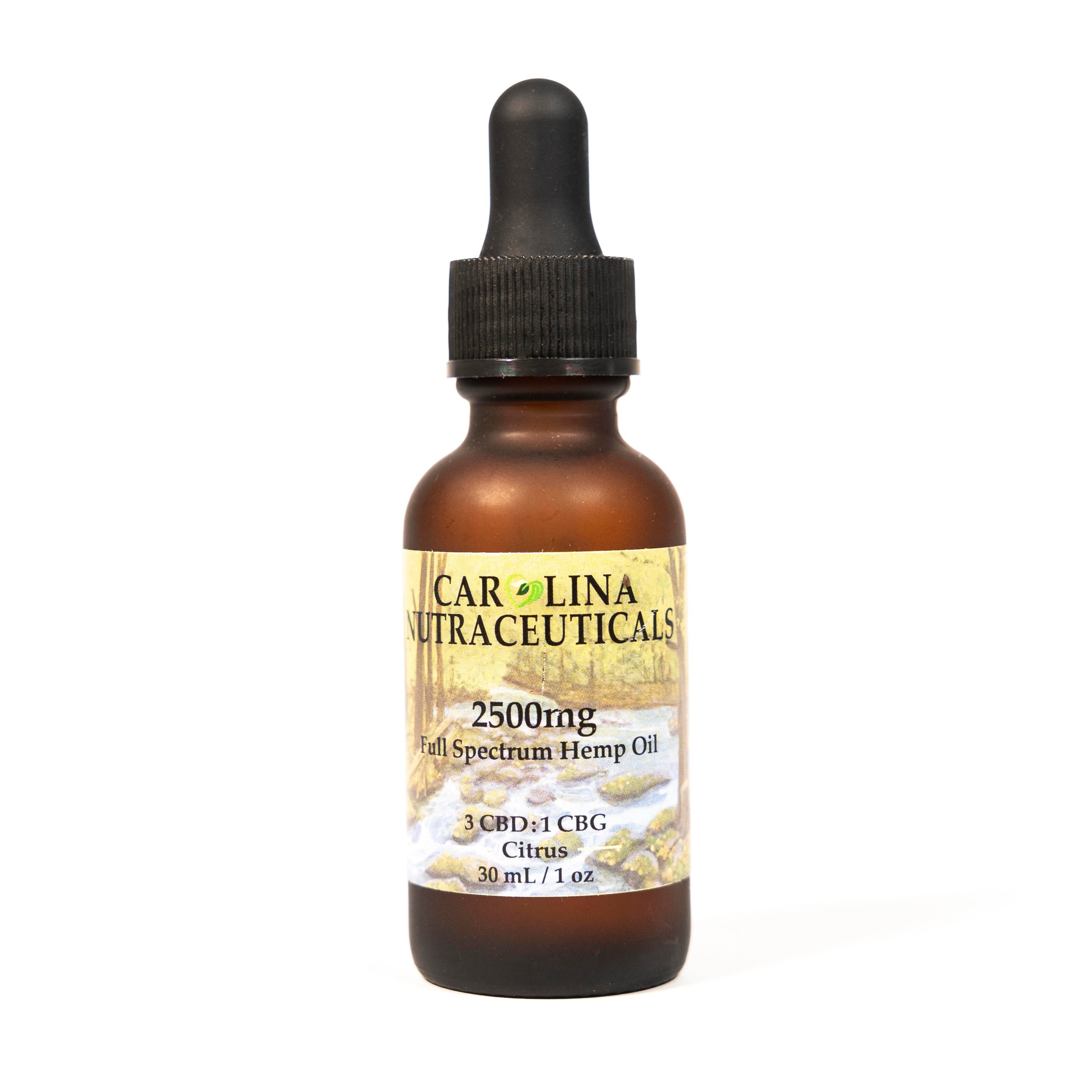 Bottle of 2500mg Full Spectrum Hemp Oil